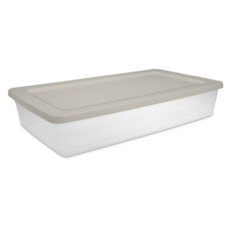 Sterilite 41 Quart Storage Box Plastic, Grey Pumice