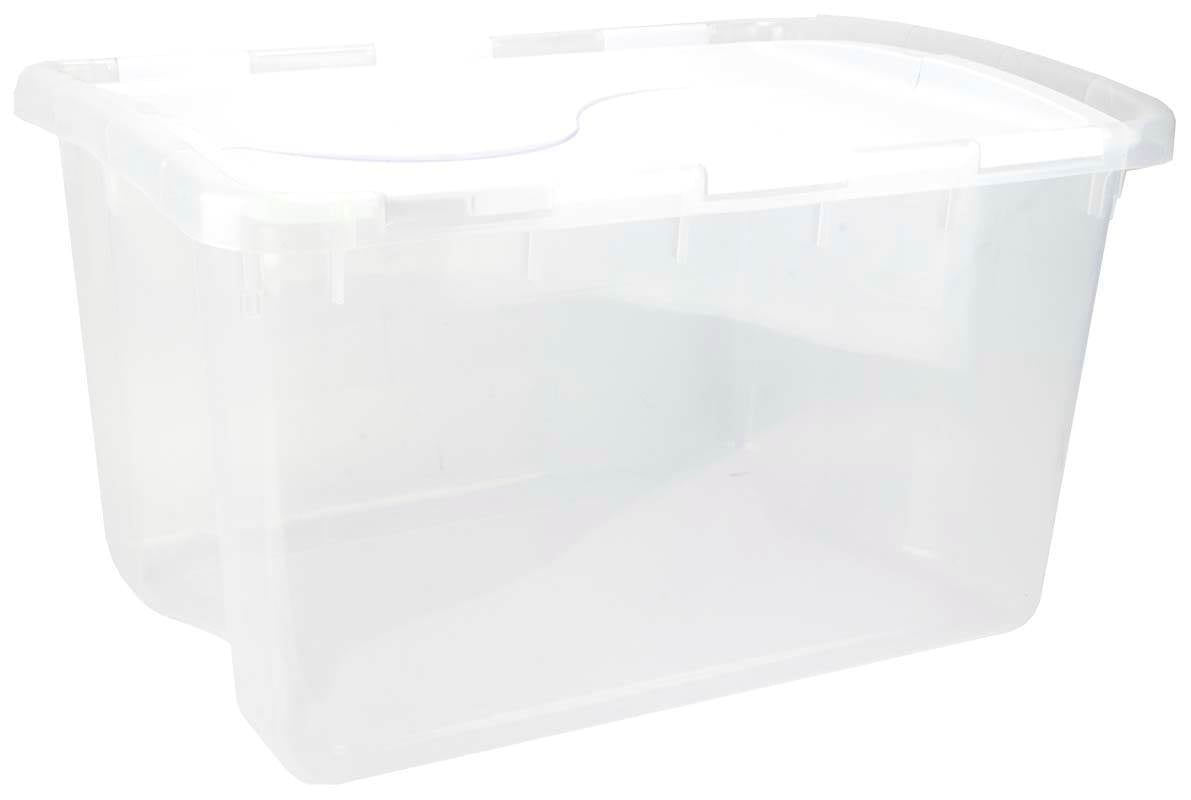 Sterilite 48 Qt Hinged Lid Storage Box Plastic Stackable Bin with