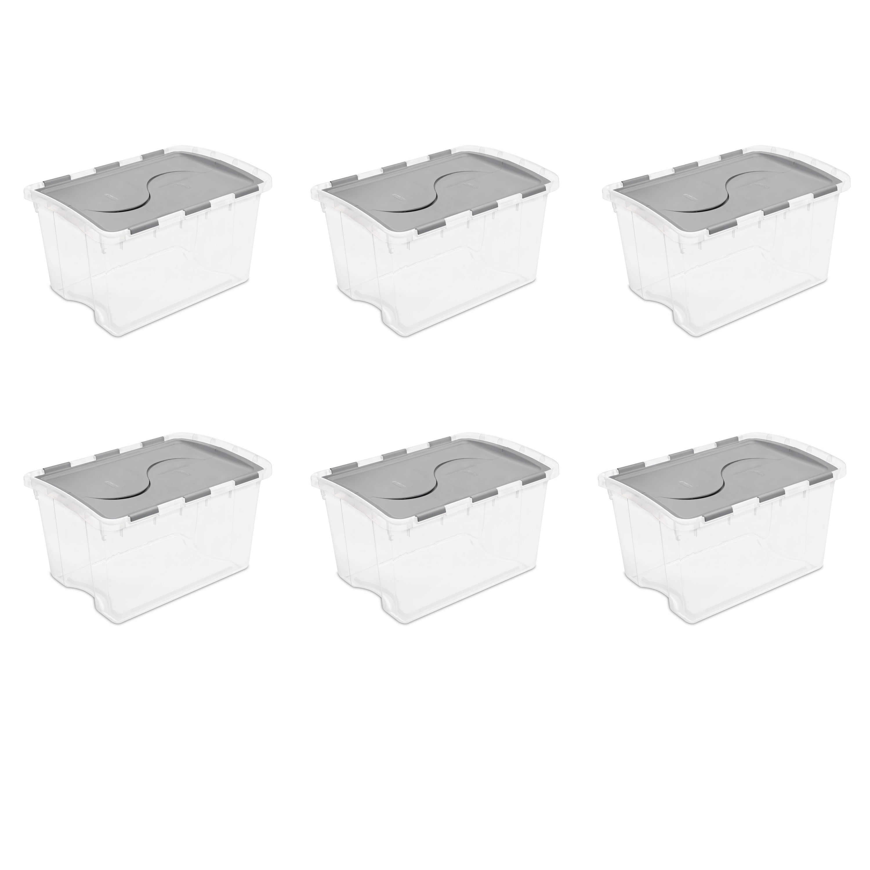 Sterilite Set of (2) 28 Qt. Storage Boxes Plastic, Titanium