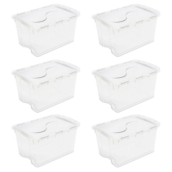 Sterilite 48 Qt. Hinged Lid Storage Box White Set of 6