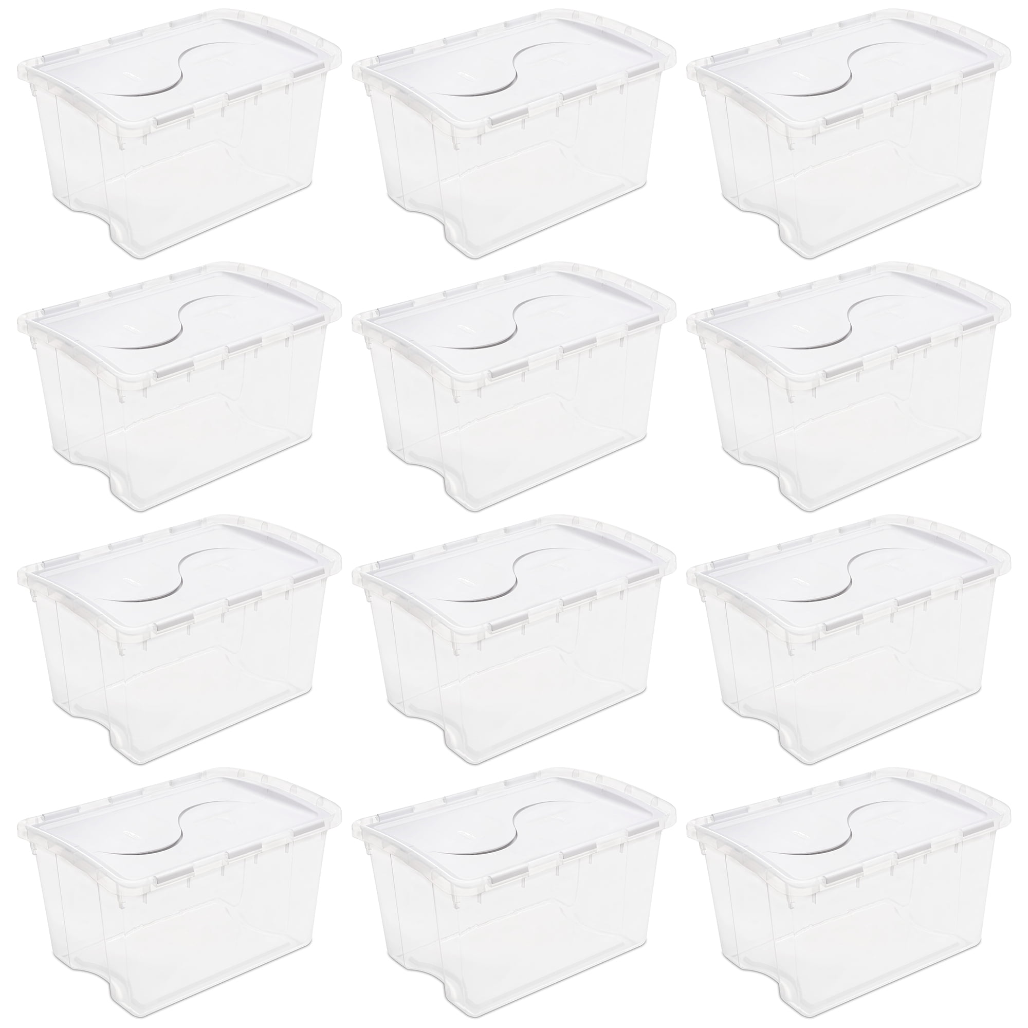 Sterilite 48 Qt Hinged Lid Storage Containers Stackable Plastic Bin with Lid 24 Pack Walmart