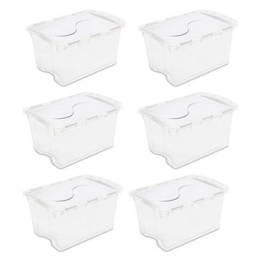 Sterilite 48 Qt Plastic Storage Bin w/Hinged Lid & Handles, Clear (6 Pack)