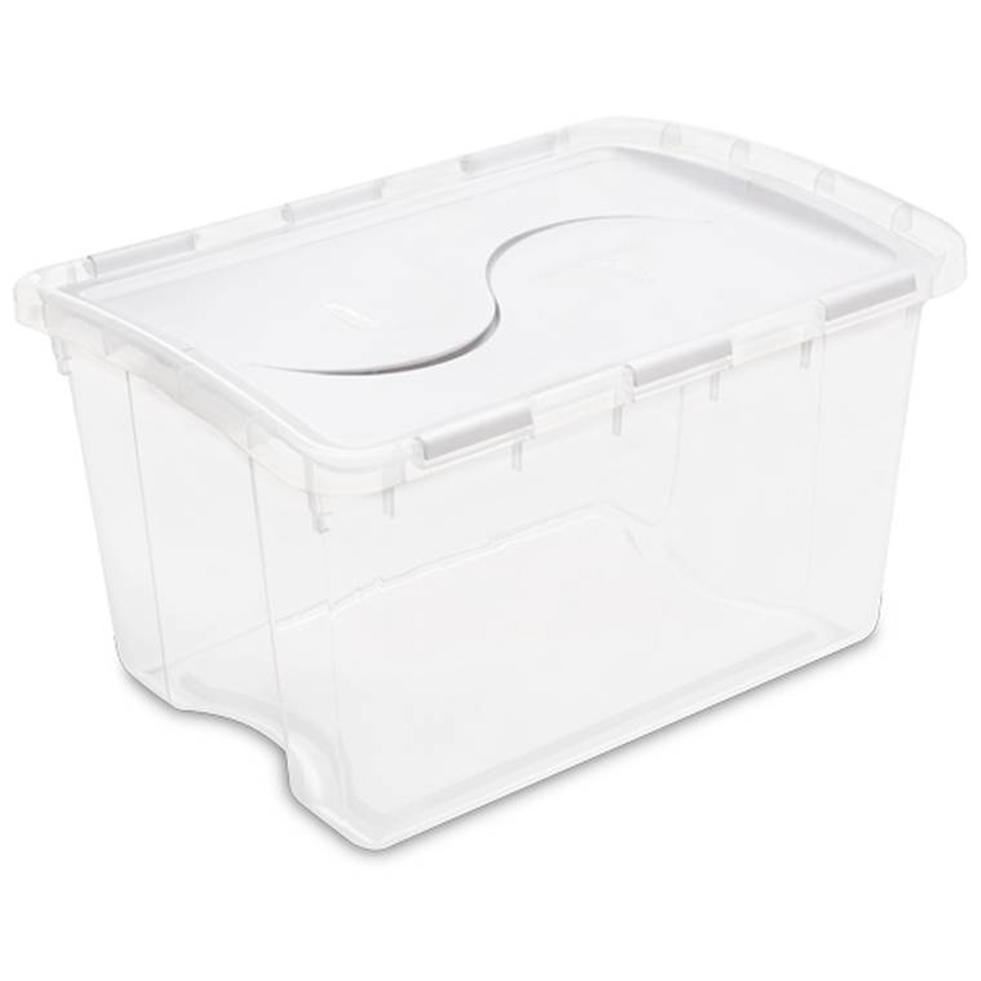 Sterilite 48 Quart Clear Base Storage Container Tote with Hinged Lid, (30 Pack)
