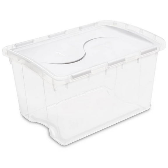 Sterilite 48 Quart Clear Storage Container Tote with Hinged Lid, (30 Pack)