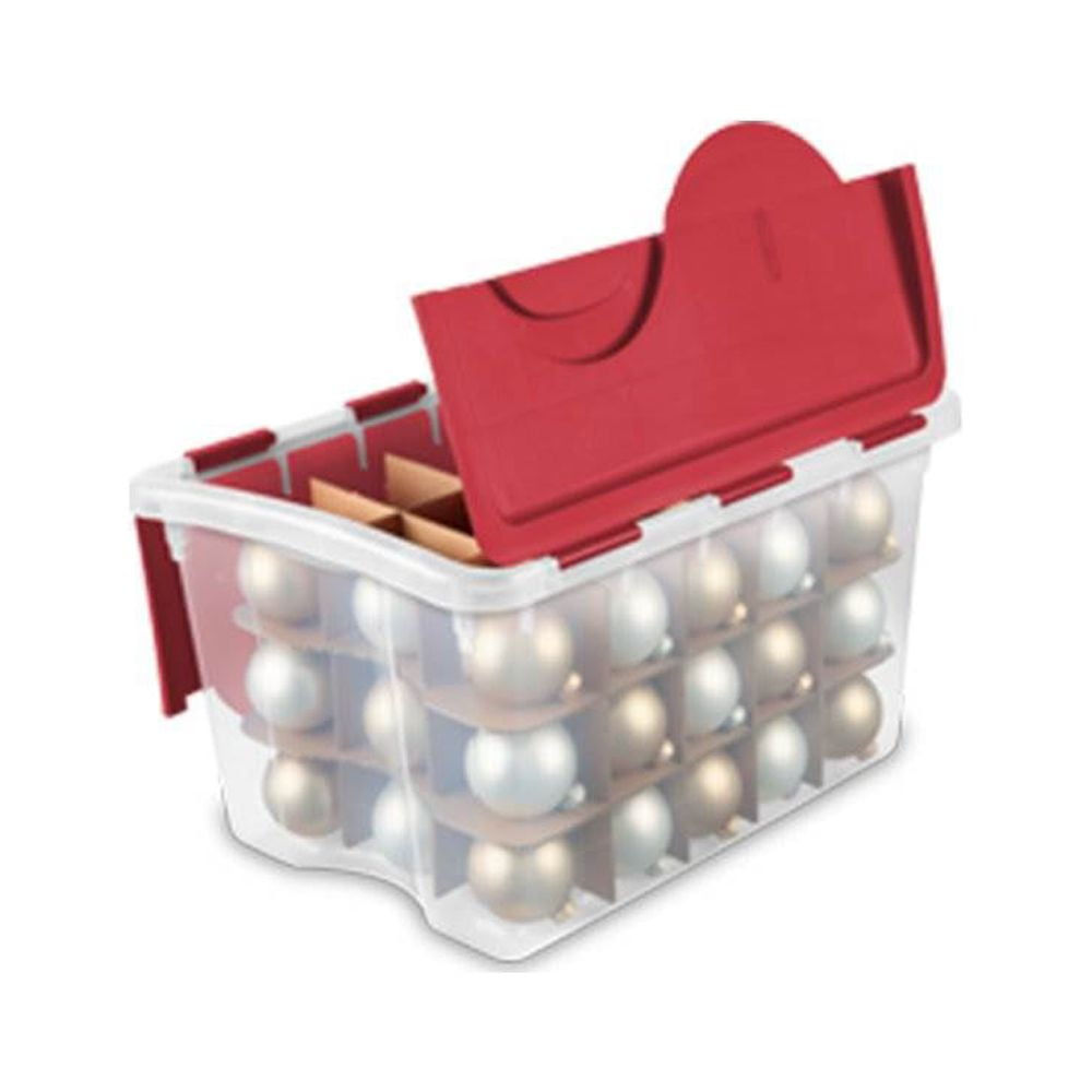 Sterilite 48 Quart Stackable Holiday Christmas 45 Ornament Storage Box (12 Pack)