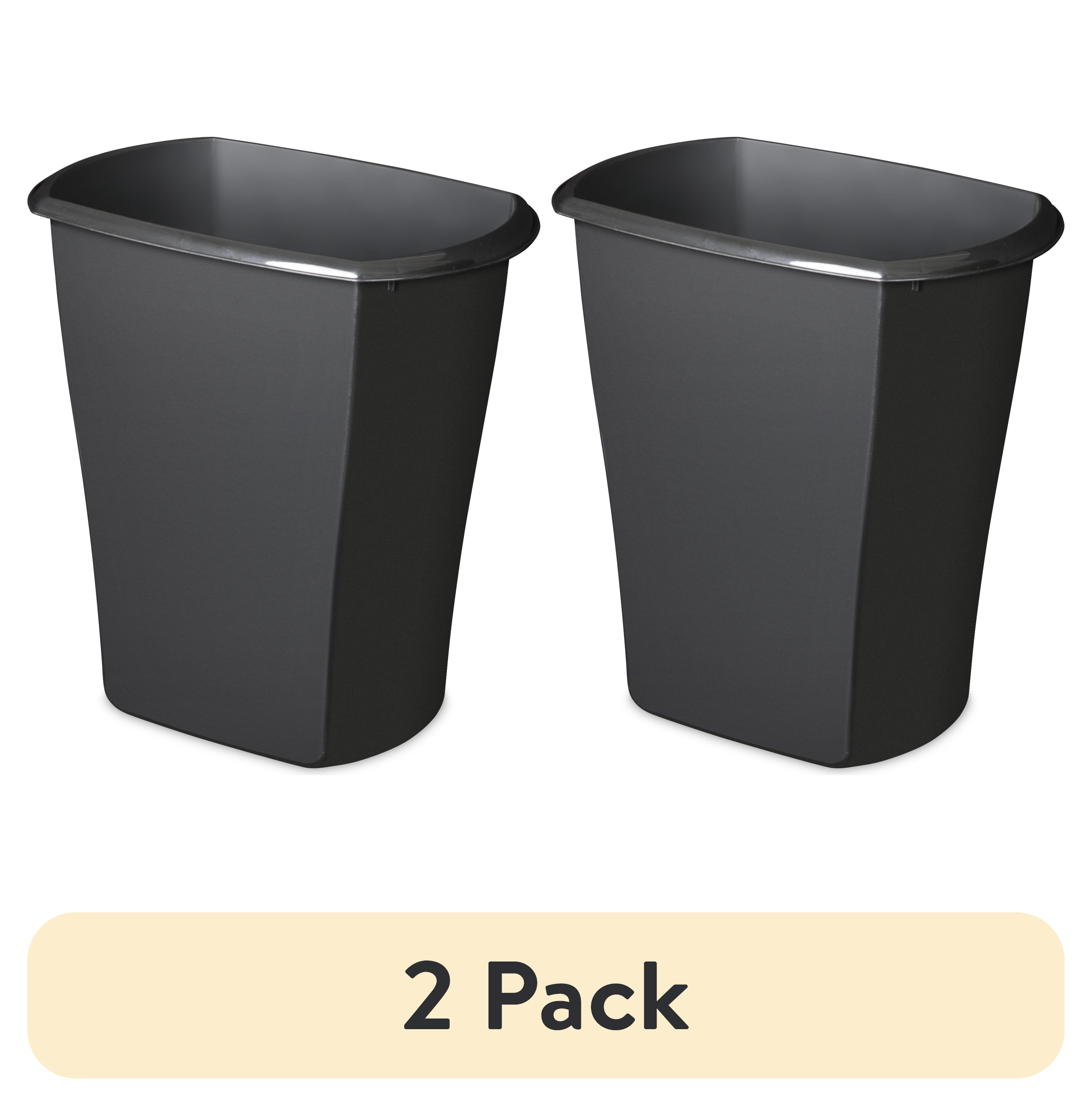(2 pack) Sterilite 5.5 Gal. Rectangular Wastebasket Plastic, Office, Black - Walmart.com