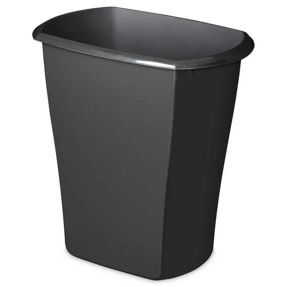 Sterilite Bathroom Trash Can, 5.5 Gallon Small Plastic Garbage Bucket Bin with No Lid, Black
