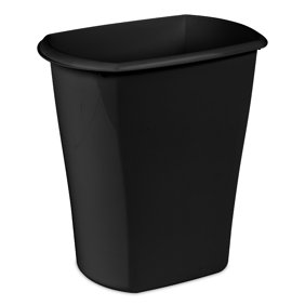 Sterilite Small Bathroom Trash Can, 5.5 Gallon Plastic Garbage Bucket Bin with No Lid, Black