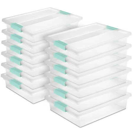 Sterilite - Large Plastic File Clip Box Storage Tote Container with Lid (12 Pack)