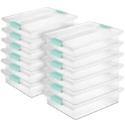 Sterilite 5.7 Qt Large Plastic Stackable Storage Bin with Clear Latch Lid, 12 Pack