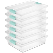 Sterilite 5.7 Qt Clip Box, Small Stackable Plastic Storage Bins with Latching Lids, 6 Pack