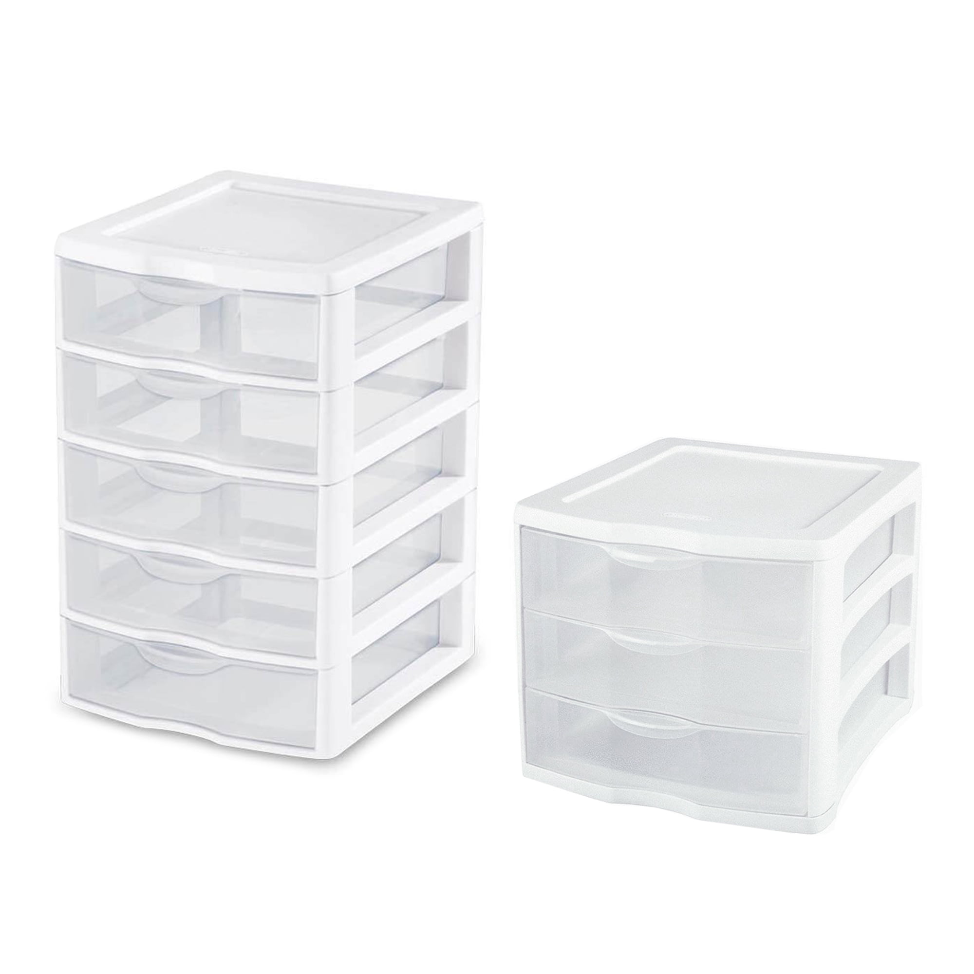Sterilite 5 Drawer Storage Bins, 4 Pack & 3 Drawer Storage Bins, 4 Pack