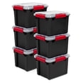 thumbnail image 1 of Sterilite 5 Gal Gasket Box, Stackable Plastic Storage Container with Lid, Black, 6 Pack, 1 of 10