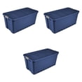 thumbnail image 1 of Sterilite 50 Gallon Stacker Tote Plastic, Stadium Blue, Set of 3, 1 of 8