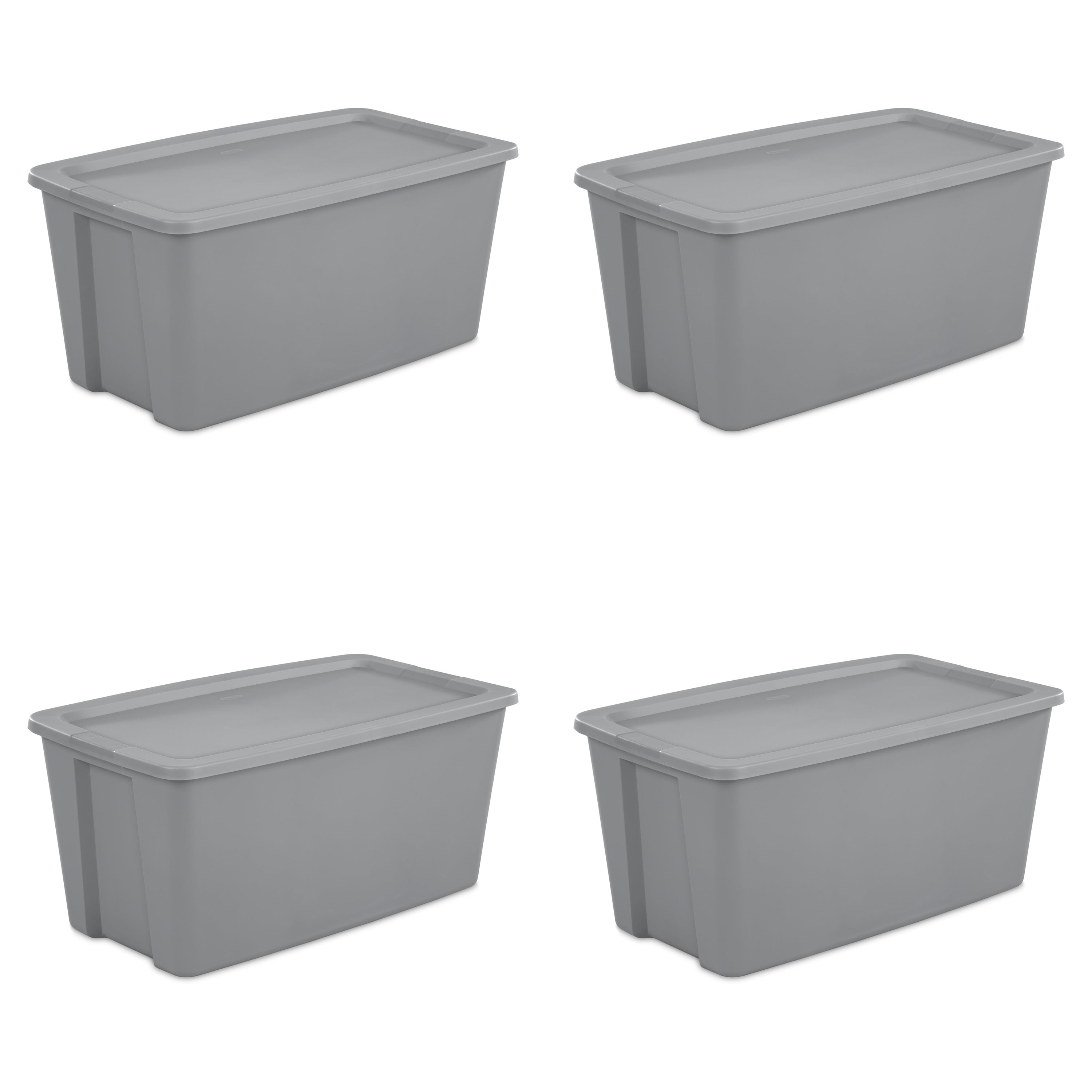 30 Gallon Tote Box Plastic, Titanium, Storage Containers - Set of 2