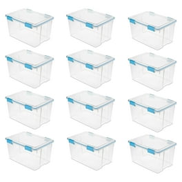 72 Quart Hefty® Hi-Rise™ Clear Storage Bin with Blue Lid - 24.04 L x 16.81  W x 14.24 Hgt.