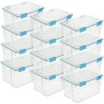 thumbnail image 1 of Sterilite 54-Qt Clear Plastic Stackable Storage Bin w/Gasket Latch Lid, 12 Pack, 1 of 11