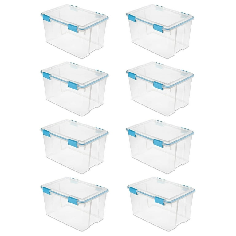 Sterilite 54 Quart Clear Gasket Box with Blue Latches & Gasket 