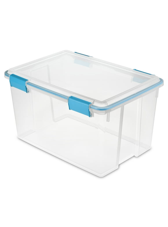 Sterilite 54 Quart Clear Gasket Box with Blue Latches & Gasket