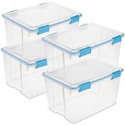 Sterilite 4-Pack 54 Qt. Gasket Box, Clear Plastic Home Storage Organizer Bins with Lids