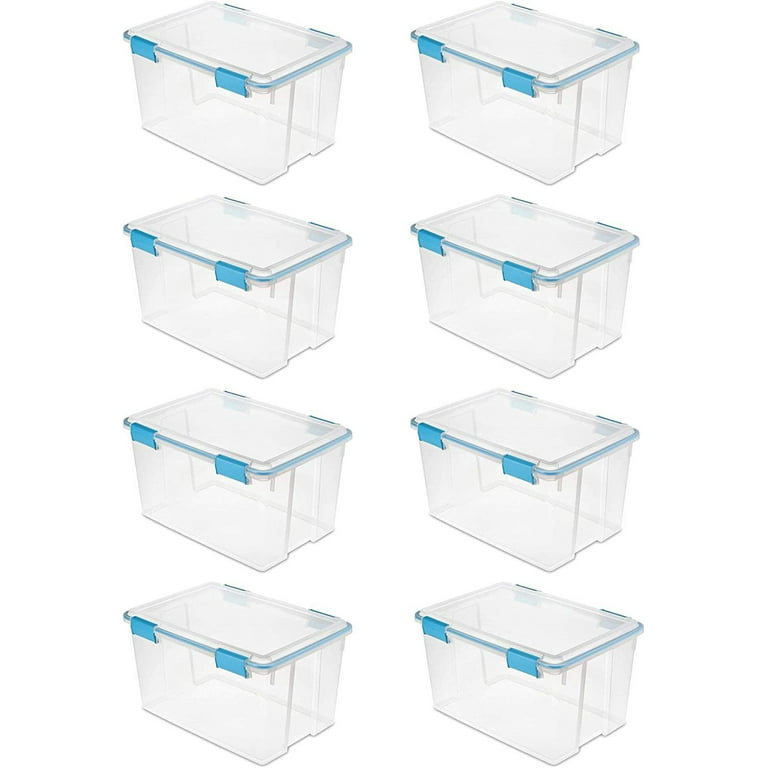 Sterilite 54 Qt. Gasket Box in Clear with Blue Latches, (8-Pack