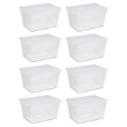 Sterilite 56 Qt Clear Plastic Storage Container with Latching Lid (8 Pack)