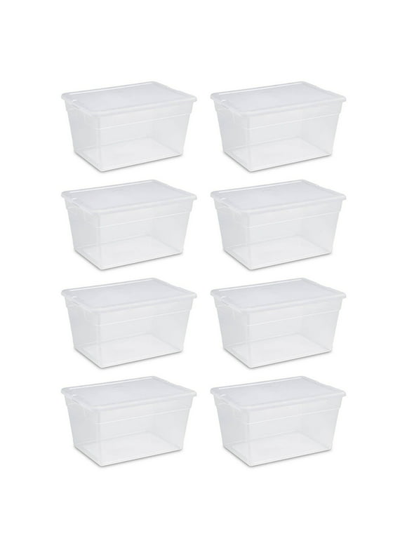 Sterilite 56 Qt Clear Plastic Storage Container with Latching Lid (8 Pack)