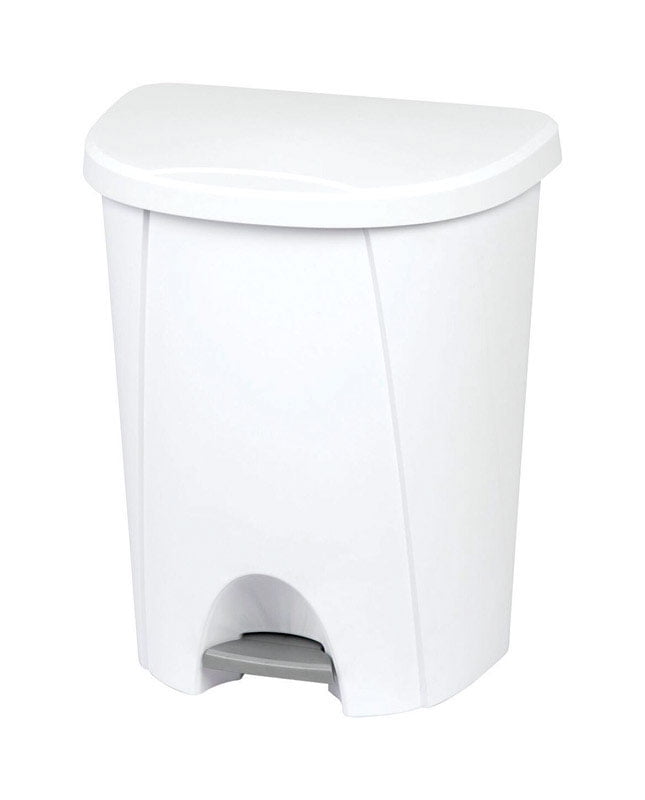 Sterilite 6.6 gal White Polypropylene StepOn Locking Automatic