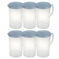 thumbnail image 1 of Sterilite 6 Pack 1 Gal Round Pitcher, Flip Lid Drink Dispenser Jug, Washed Blue, 1 of 6