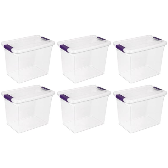 Sterilite 6-Pack 27 Quart ClearView Latch Box, Stackable Plastic Organizer Bins with Lids