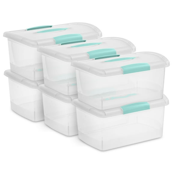 Sterilite 6 Pack Storage Bin with Latch Lid, Medium Nesting ShowOffs, Clear
