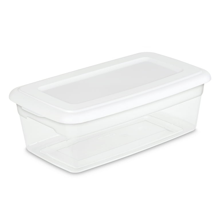  Sterilite 6 Qt Storage Box, Stackable Bin with Lid, Plastic  Container to Organize Shoes and Crafts on Closet Shelves, Clear with White  Lid, 12-pack - Lidded Home Storage Bins