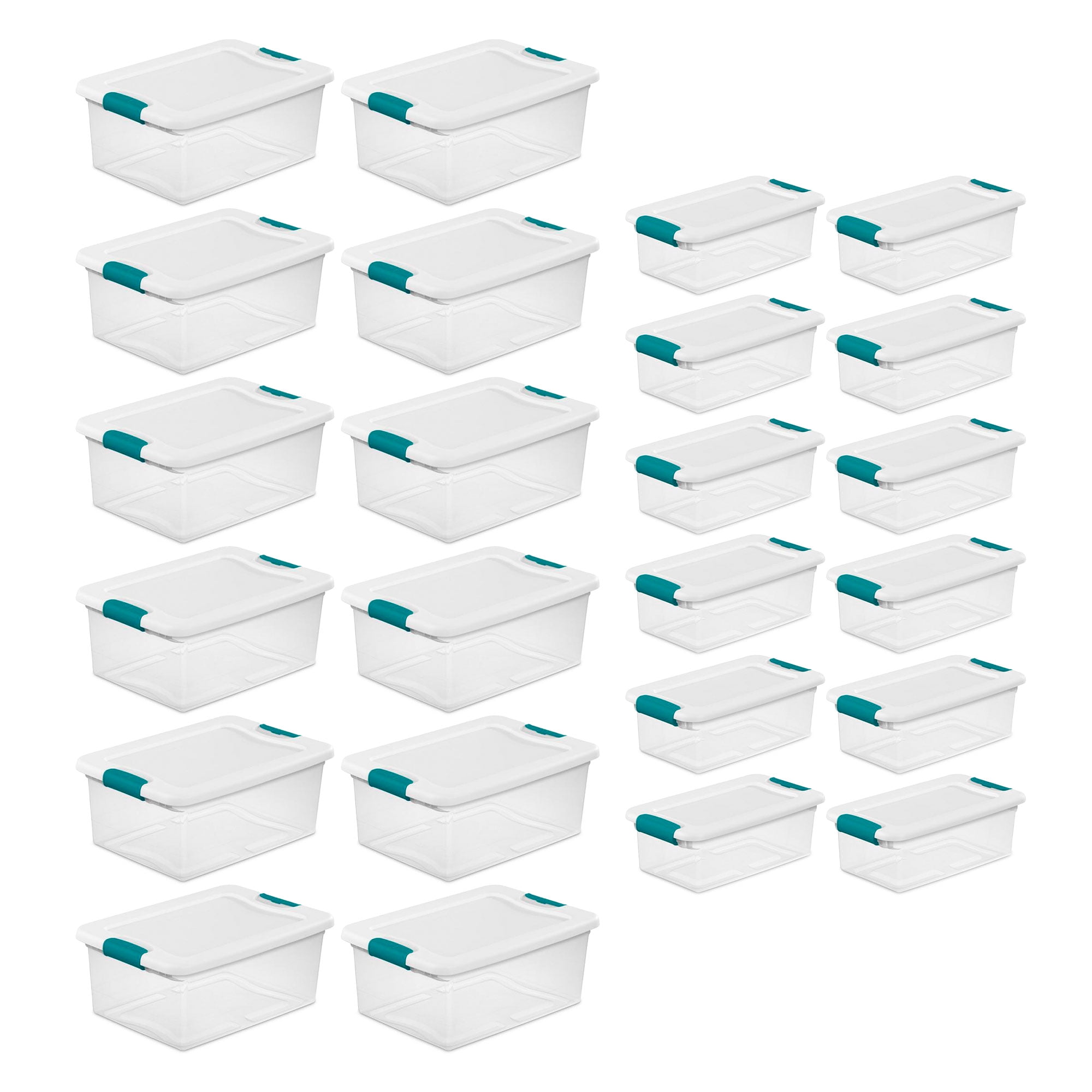 Clear Stackable Plastic Storage Boxes with Latching Lids, 24 Pack