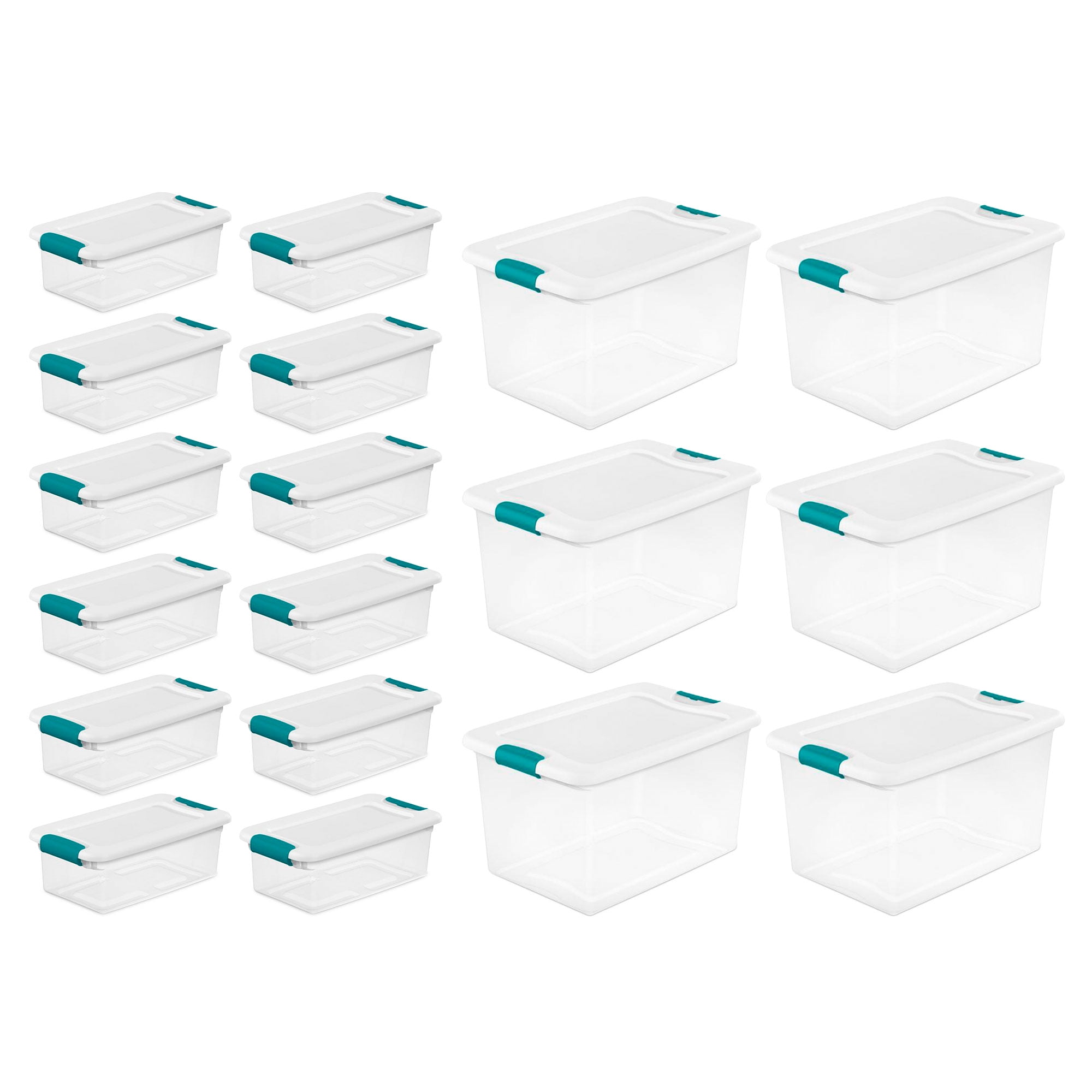 Sterilite 16 Quart Plastic Latching Storage Container (12 Pack) and 6 Quart Tote (24 Pack)