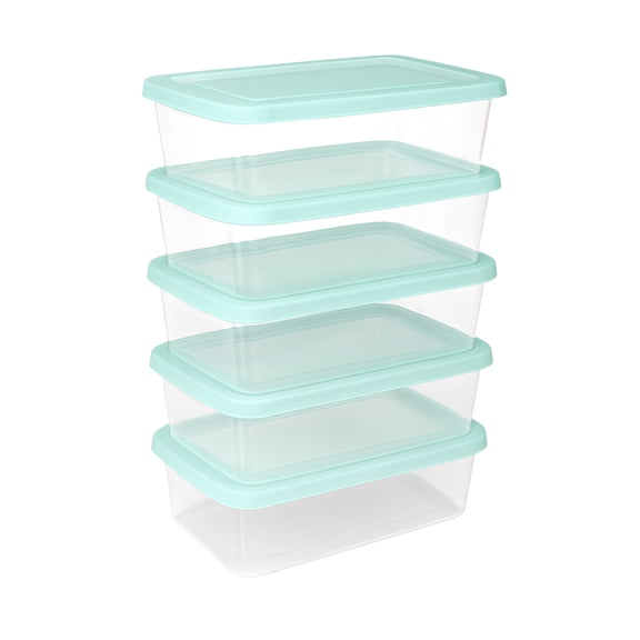 Sterilite 6 Qt Plastic Shoe Boxes With Snap Lids, Clear, 5 Pack, Mint