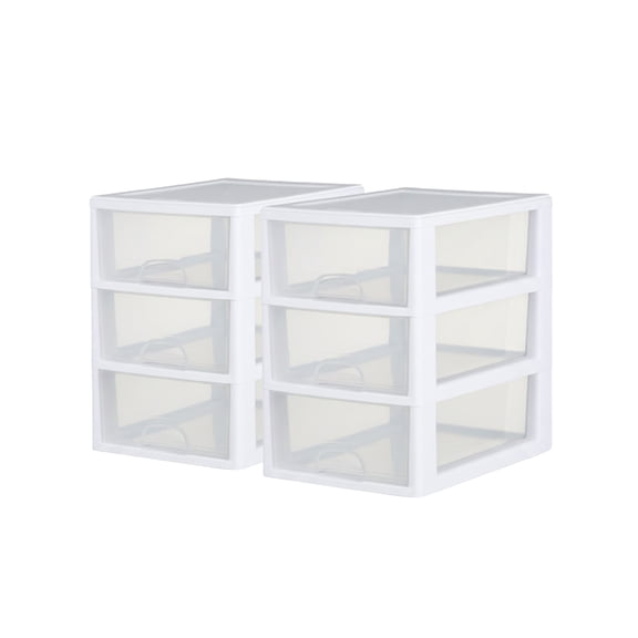 Sterilite 6 Qt Stacking Storage Drawer, Plastic Home Organizer Bin, Clear, 6 Pack