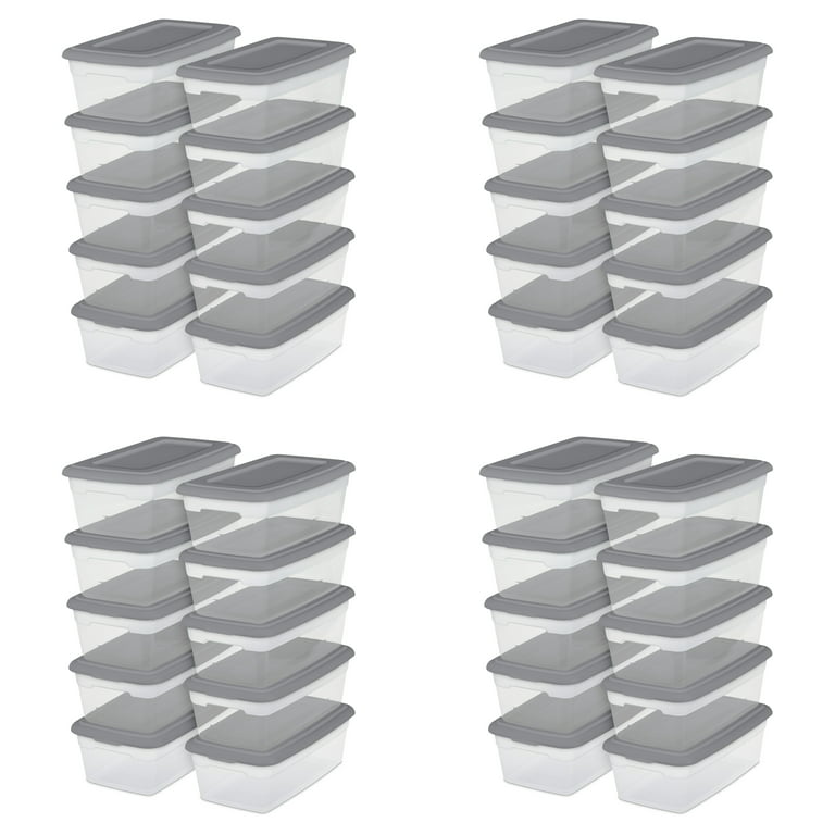 6Qt Storage Box Plastic Container Organizer Titanium, Set of 40, 14“x 8”x 4  7/8” 