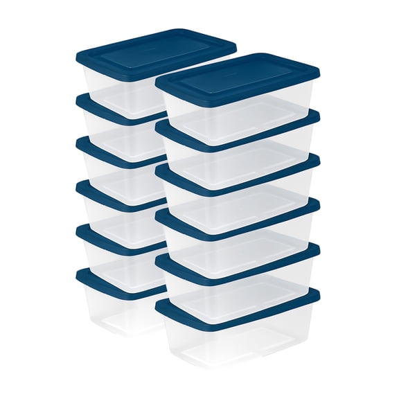 Sterilite 6 Qt Storage Boxes - Snap Lids - 60 Count, Blue