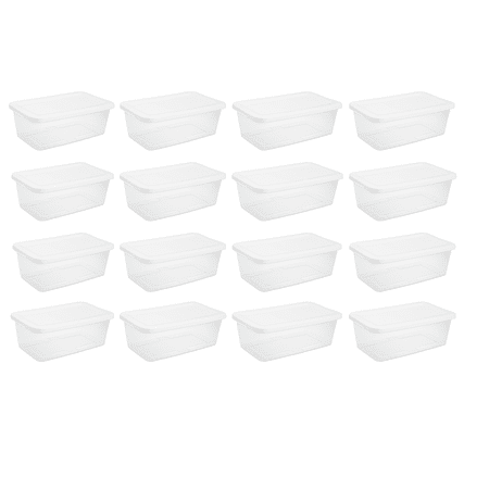 Sterilite 6 Qt Storage Boxes with Lids – Clear Stackable Plastic Containers (Set of 20)