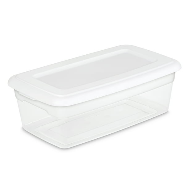 Sterilite 6 Qt. Clear Plastic Storage Box, White Lid, Model