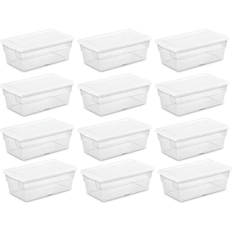 Sterilite Stackable 6 qt Storage Box Container, Clear, Marine Blue Lid (60 Pack)