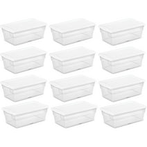 Sterilite 6 Quart Clear Plastic Stackable Storage Container Tote, 12 Pack