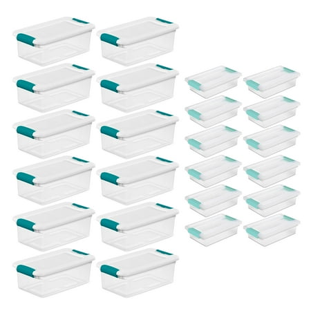Sterilite 6 Quart Stackable Storage Box, 12 Pack & Small Clip Box, 12 Pack