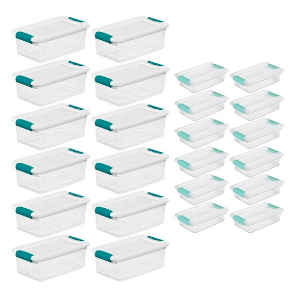 Sterilite 6 Quart Stackable Storage Box, 12 Pack & Small Clip Box, 12 Pack