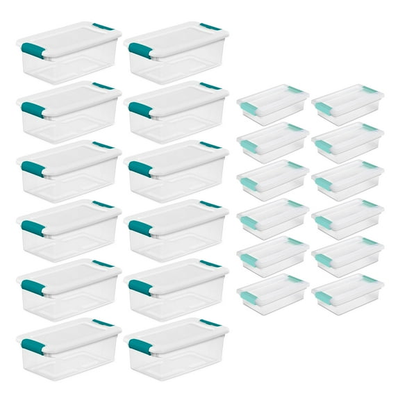 Sterilite 6 Quart Stackable Storage Box, 12 Pack & Small Clip Box, 12 Pack