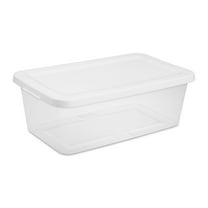 Sterilite Small Storage Bin, 6 Quart Clear Plastic Storage Container with Snap-On Lid, White