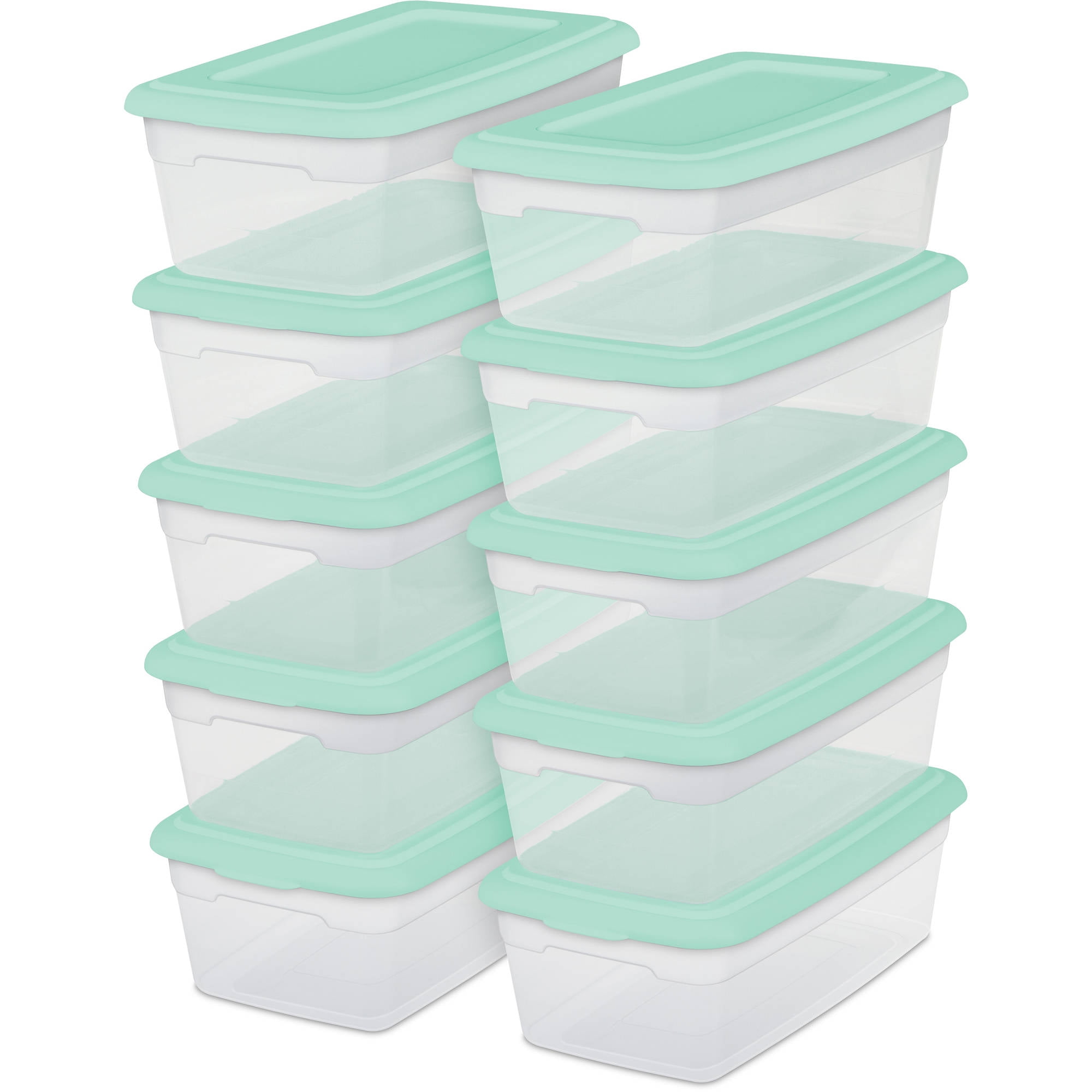 Sterilite 6Quart Storage Boxes, Set of 10, Spearmint