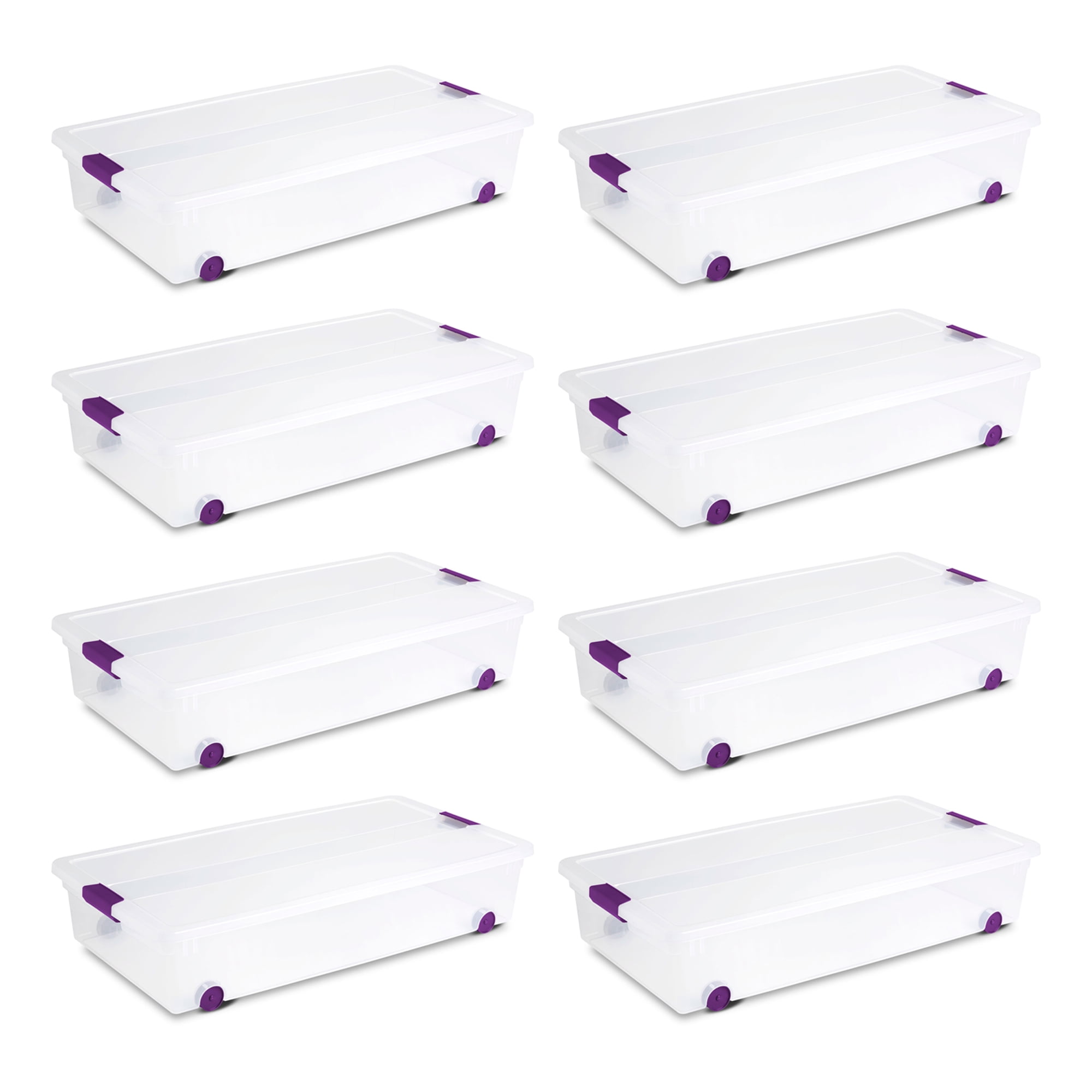 Sterilite 60 Qt ClearView Latch Lid Wheeled Underbed Storage Box, (8 Pack)  