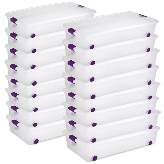 Sterilite 60 Qt ClearView Latch Lid Wheeled Underbed Storage Tote, 16 Pack