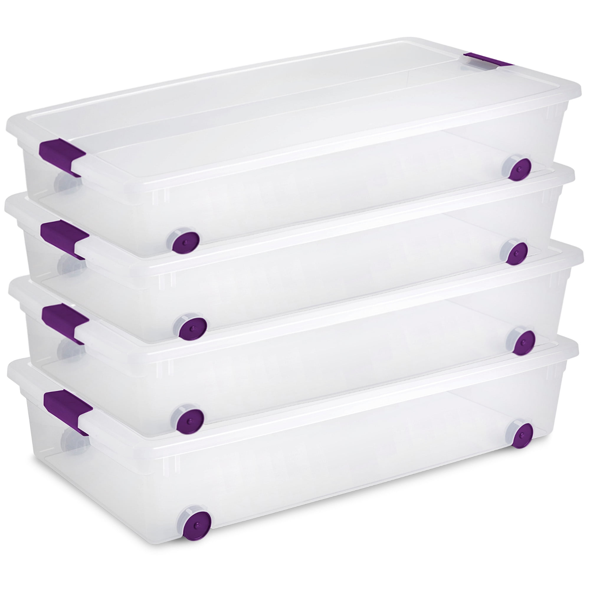 Sterilite 60 Qt ClearView Latch Wheeled Underbed Storage Box, 4 Pack - Walmart.com